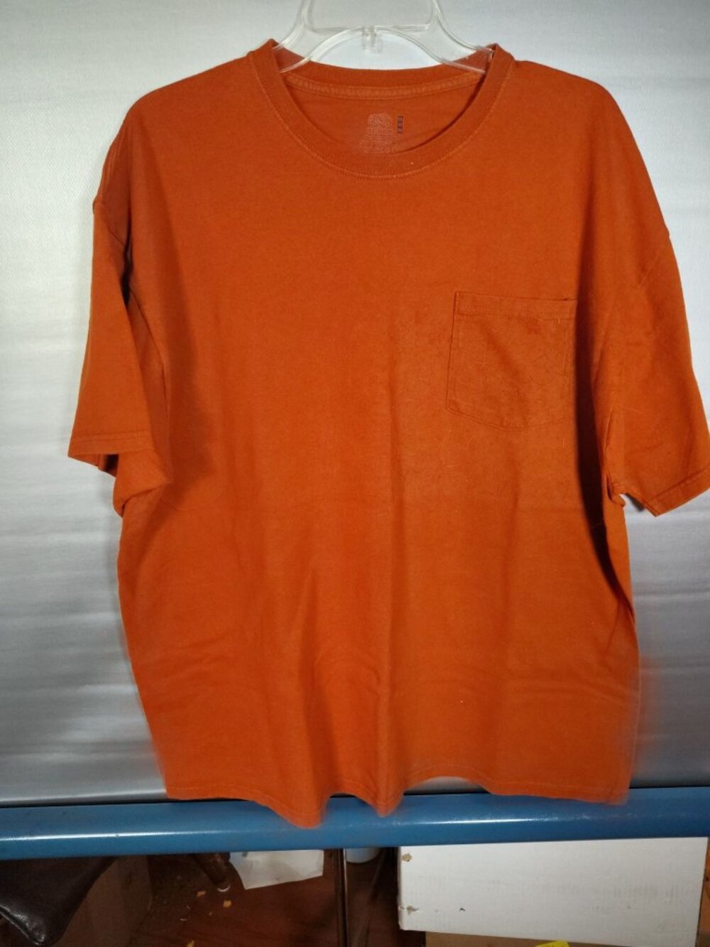 Fruit Of The Loom Mens Orange Pocket T-Shirt 2XL 100% Cotton Casual Wear